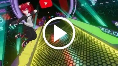 Dance dash gameplay with overlaid 3D avatar